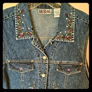 Bill Blass Jeans Embroidered Denim Vest